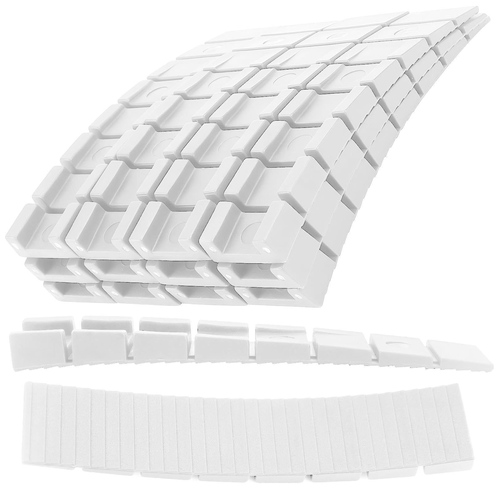 Qerutk 24 PCS Plastic Shims, Heavy Duty Plastic Wedges, Furniture Shims Leveling Wedges, for Leveling Table, Furniture, Doors, Windows, Sheds, Toilet (White)