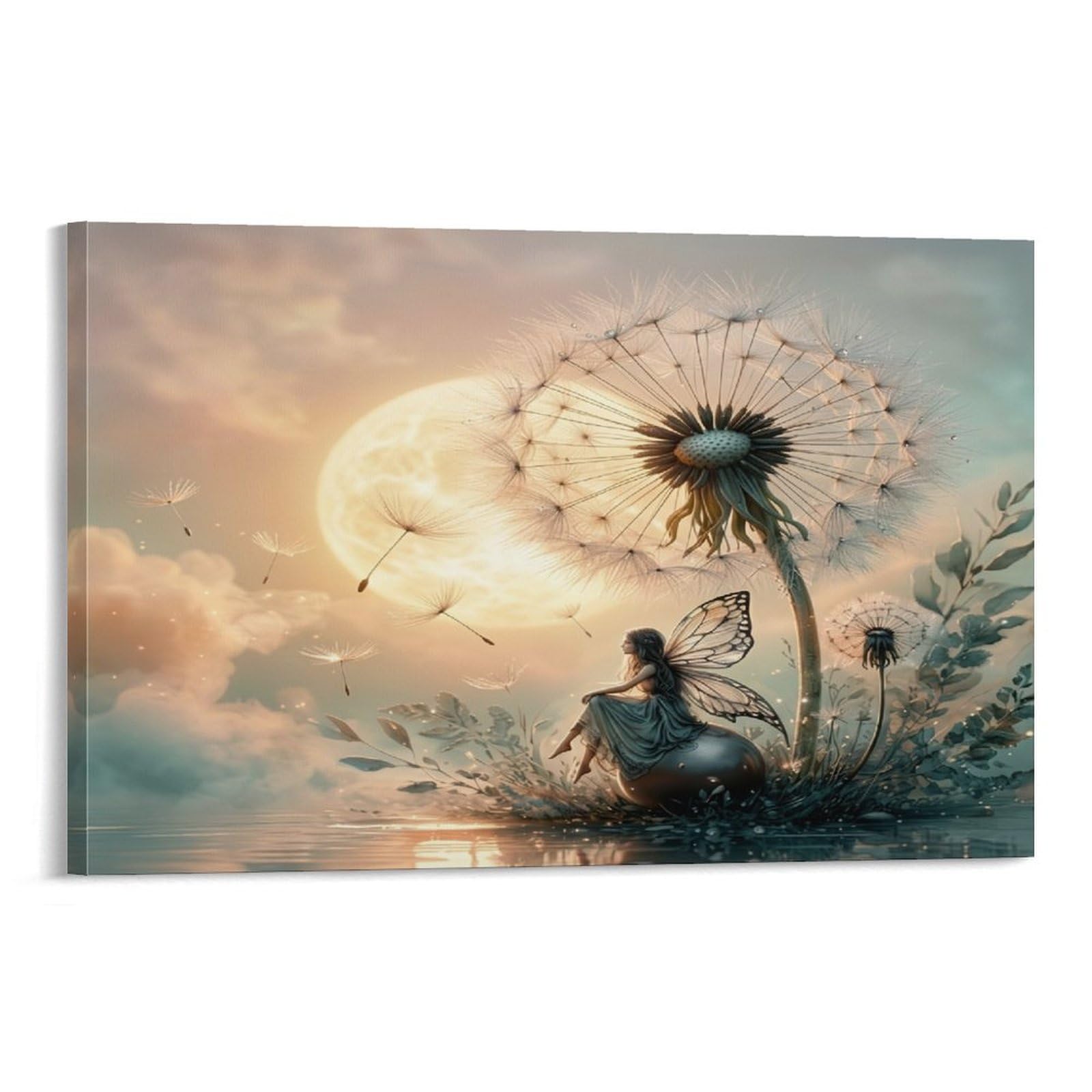XPASHIQWC Dandelion Fairy Poster Artwork Sunset Glow Giclee Canvas Prints Modern Wall Art Picture Wall Hanging for Living Room Home Decorations 20x30inch(50x75cm)