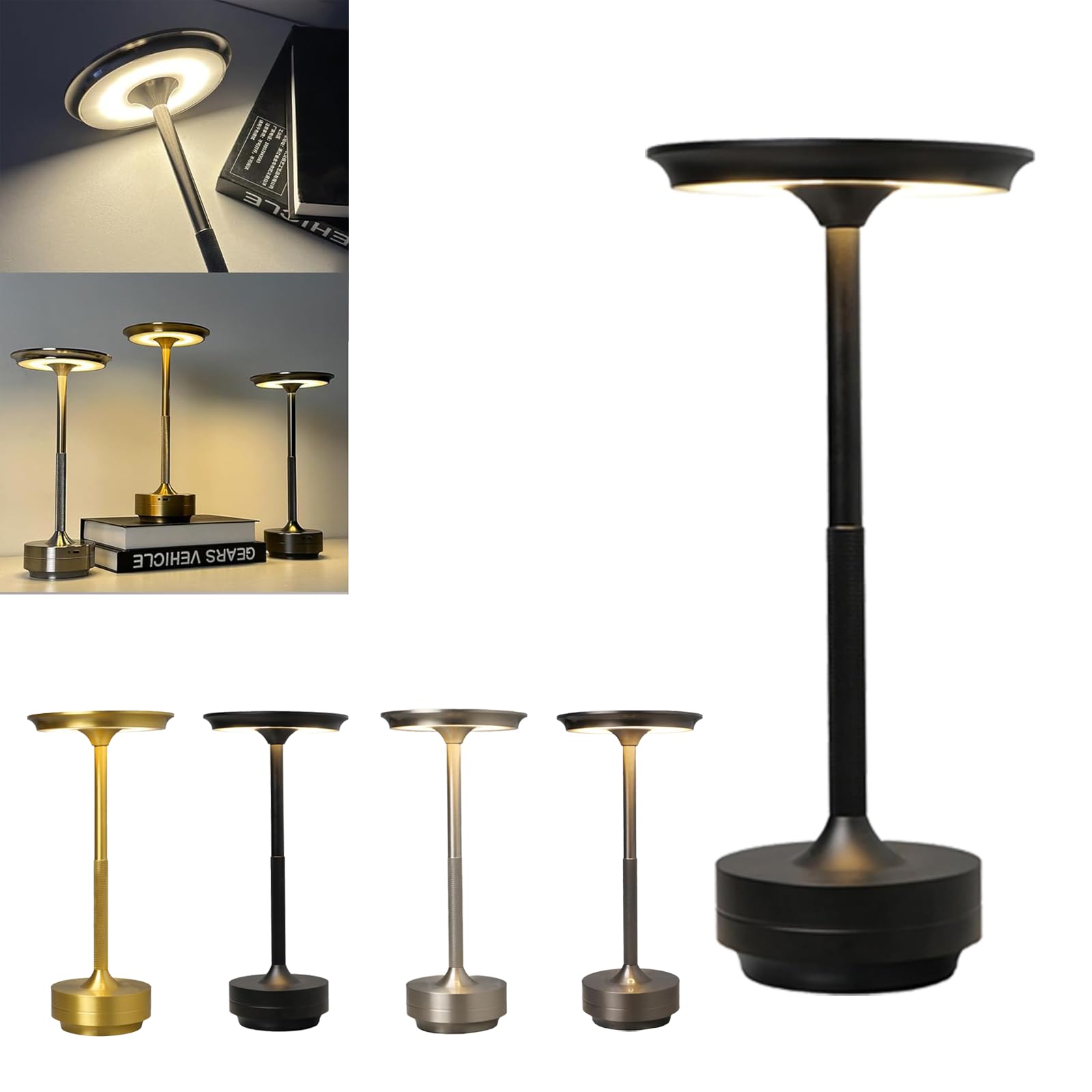 Qudkdhs Black Sherum Ecolume Cordless Lamp, Yifare Ecolume Cordless Lamp，Vueeze Ecolume Table Lamp，Wireless Touch Sherum Ecolume Cordless Lamp