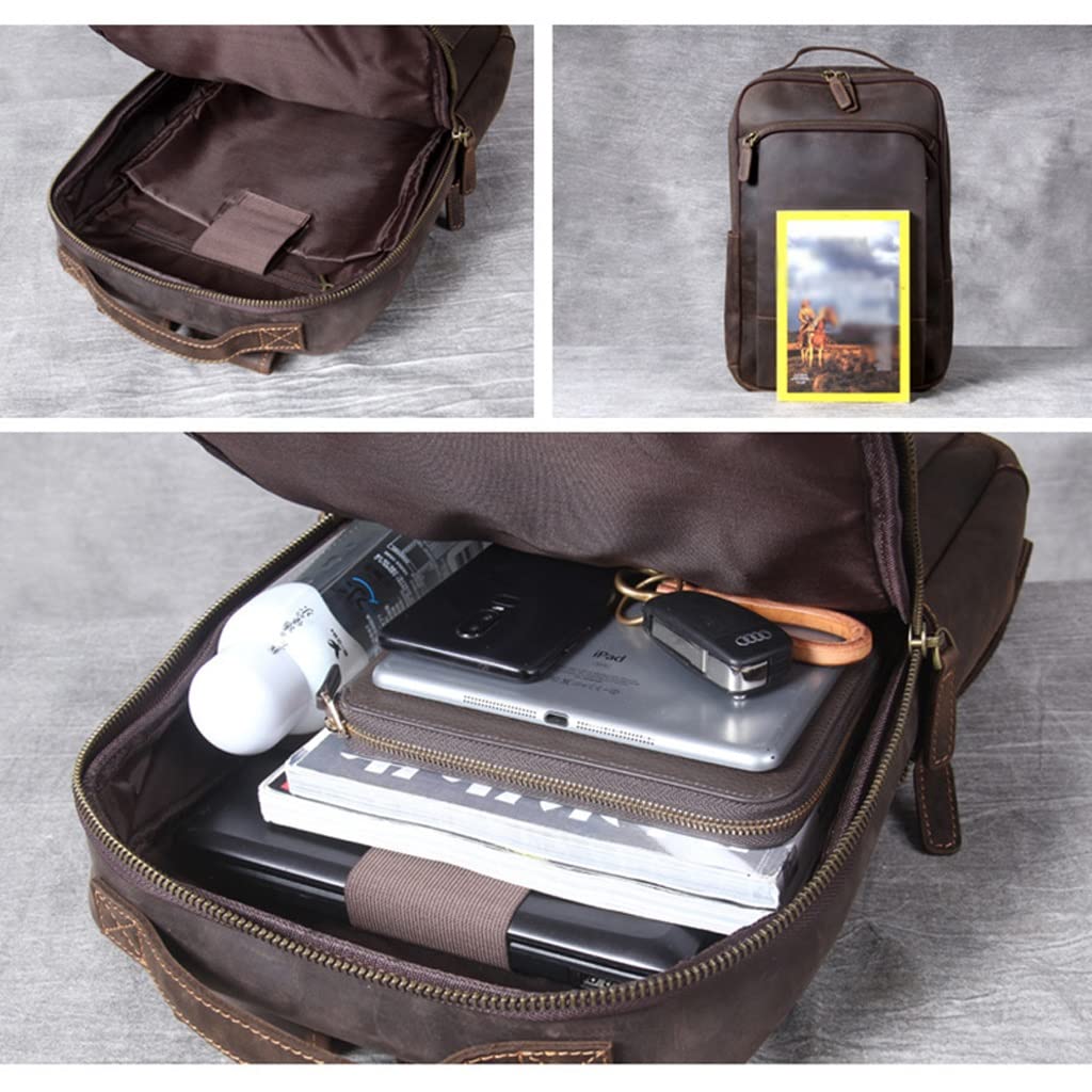 Amazon.co.jp: 旅行レトロの男性本革のバックパックブラウン15