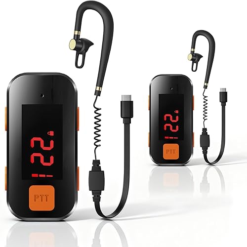 Paquete de 2 mini walkie talkies, pequeños walkie talkies impermeables de dos vías con auriculares para exteriores, restaurantes, senderismo,