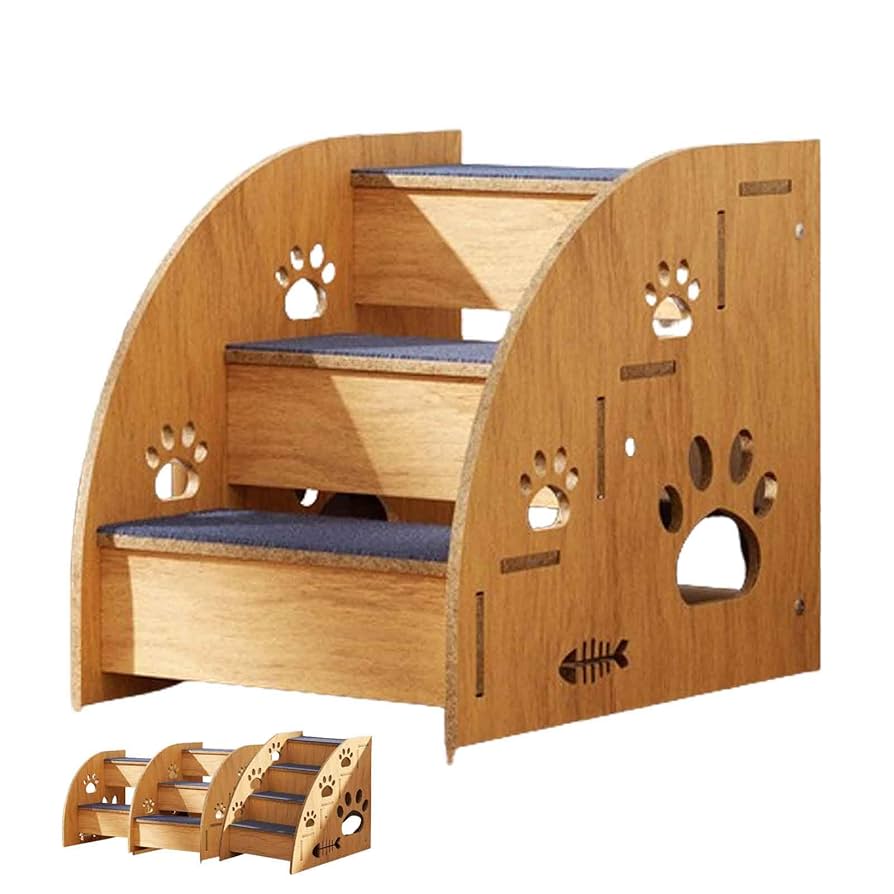 木製 ペット用 3段ステップ 介護 犬 猫 木製 ペット用 3段ステップ 介護 犬 猫