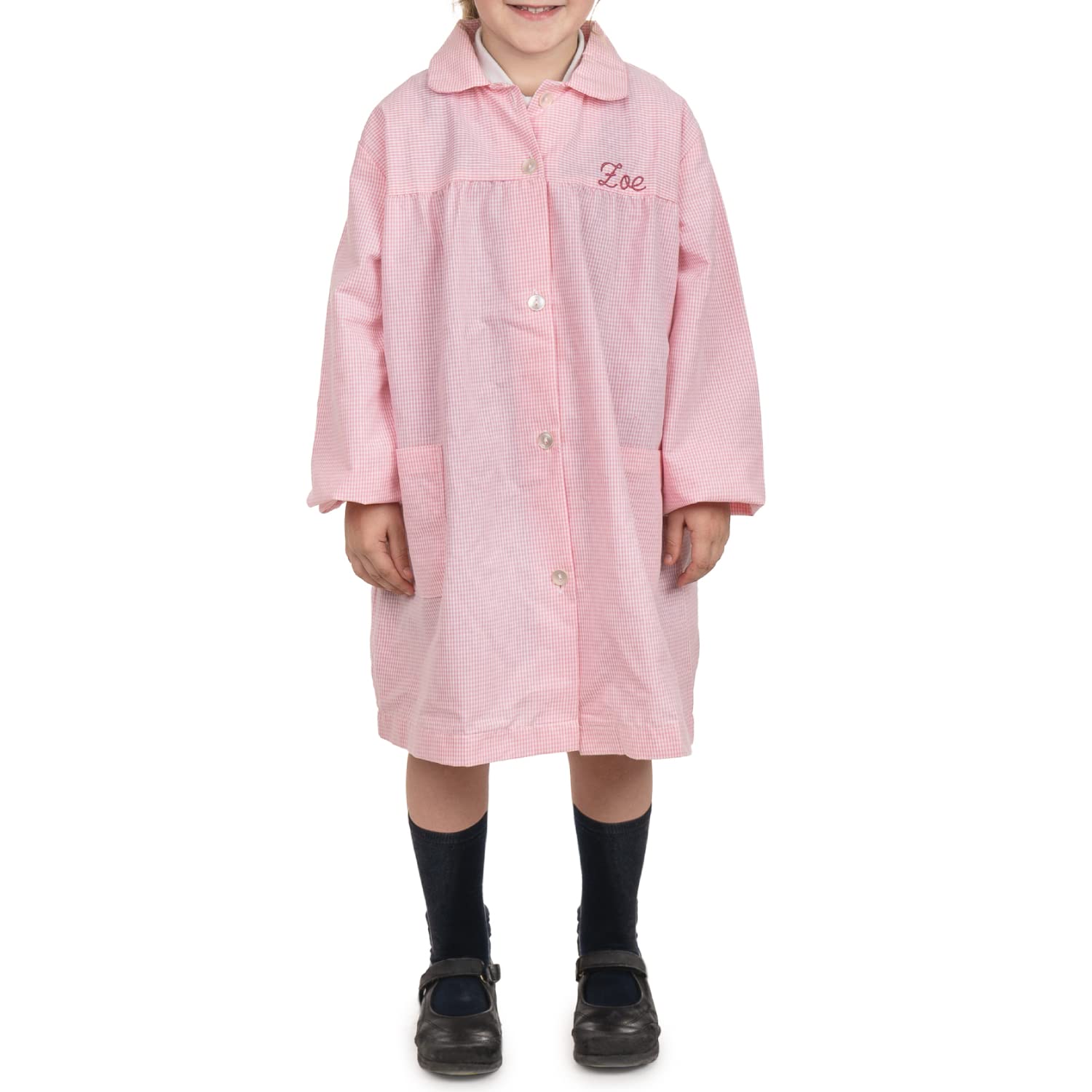 Wanapix | Grembiule Scuola Personalizzato con Nome |per Bambini | 2 Tasche Laterali | Scuola/Asilo/Pittura/Cucina | 3-4 Anni | 3-6 Anni | 4 Colori