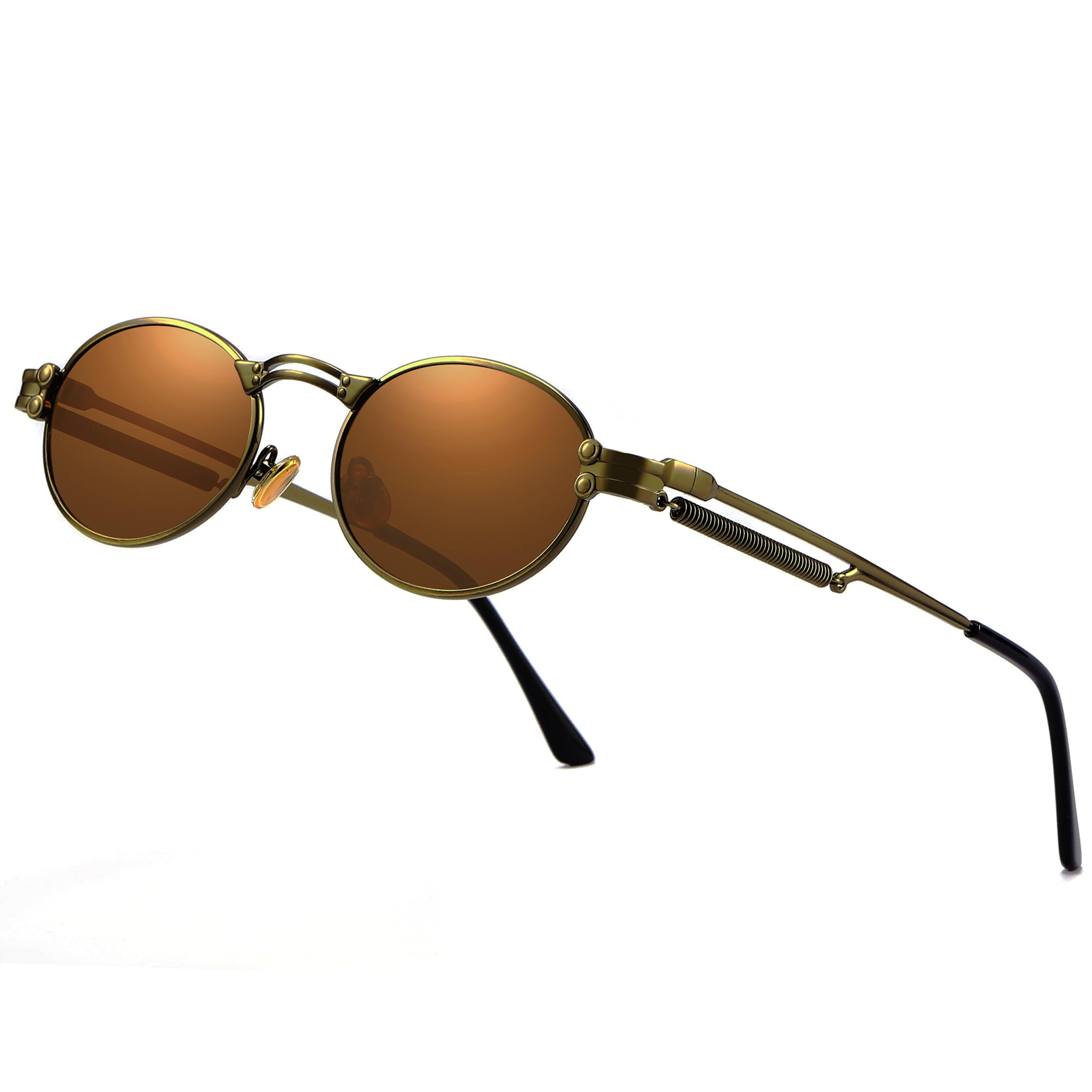 Technigadgets Porter Vintage Retro Metal Sunglasses Oval Steampunk UV400 For Men And Women