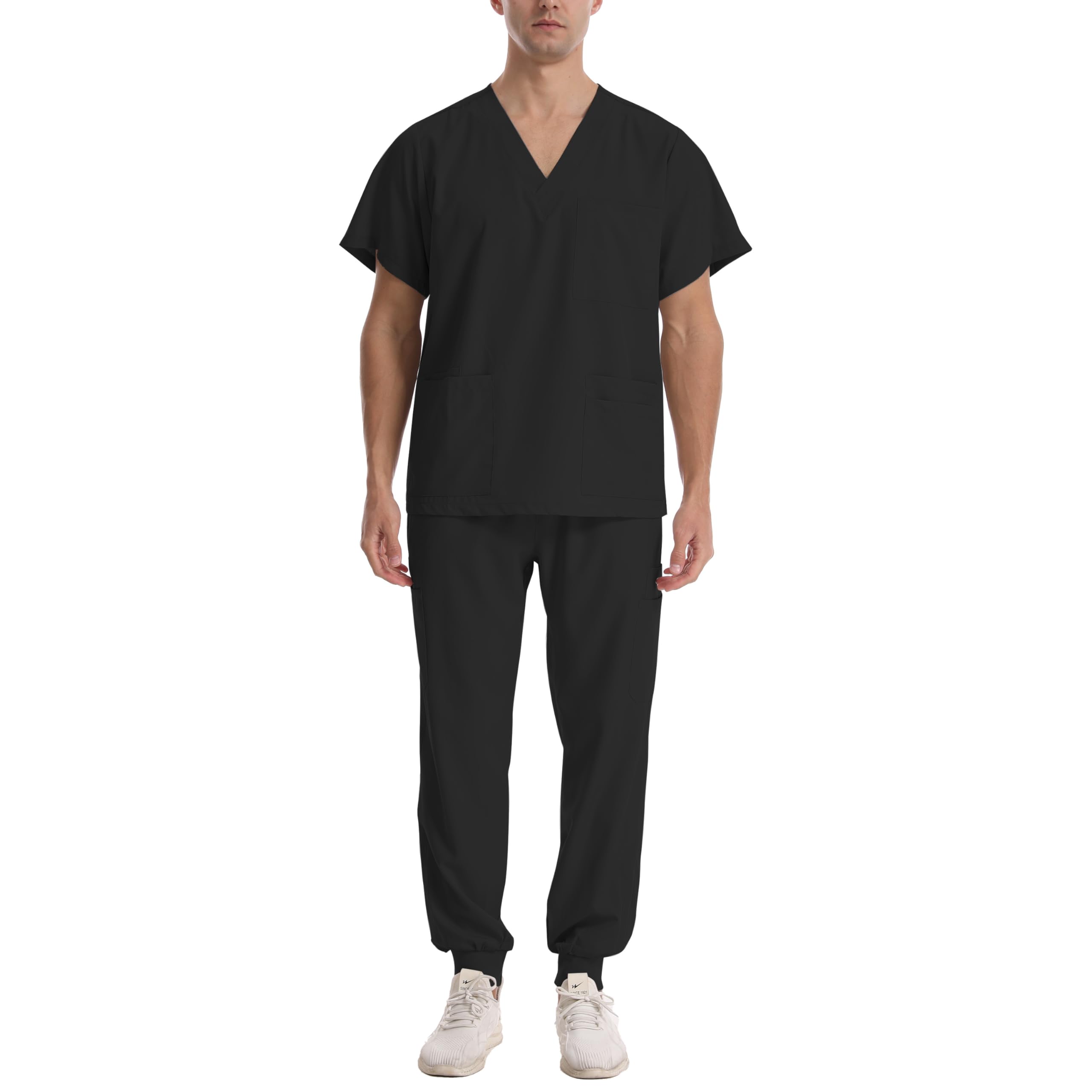 Different Touch Medical Scrubs Set for Men, V-Neck Top and Jogger Pants