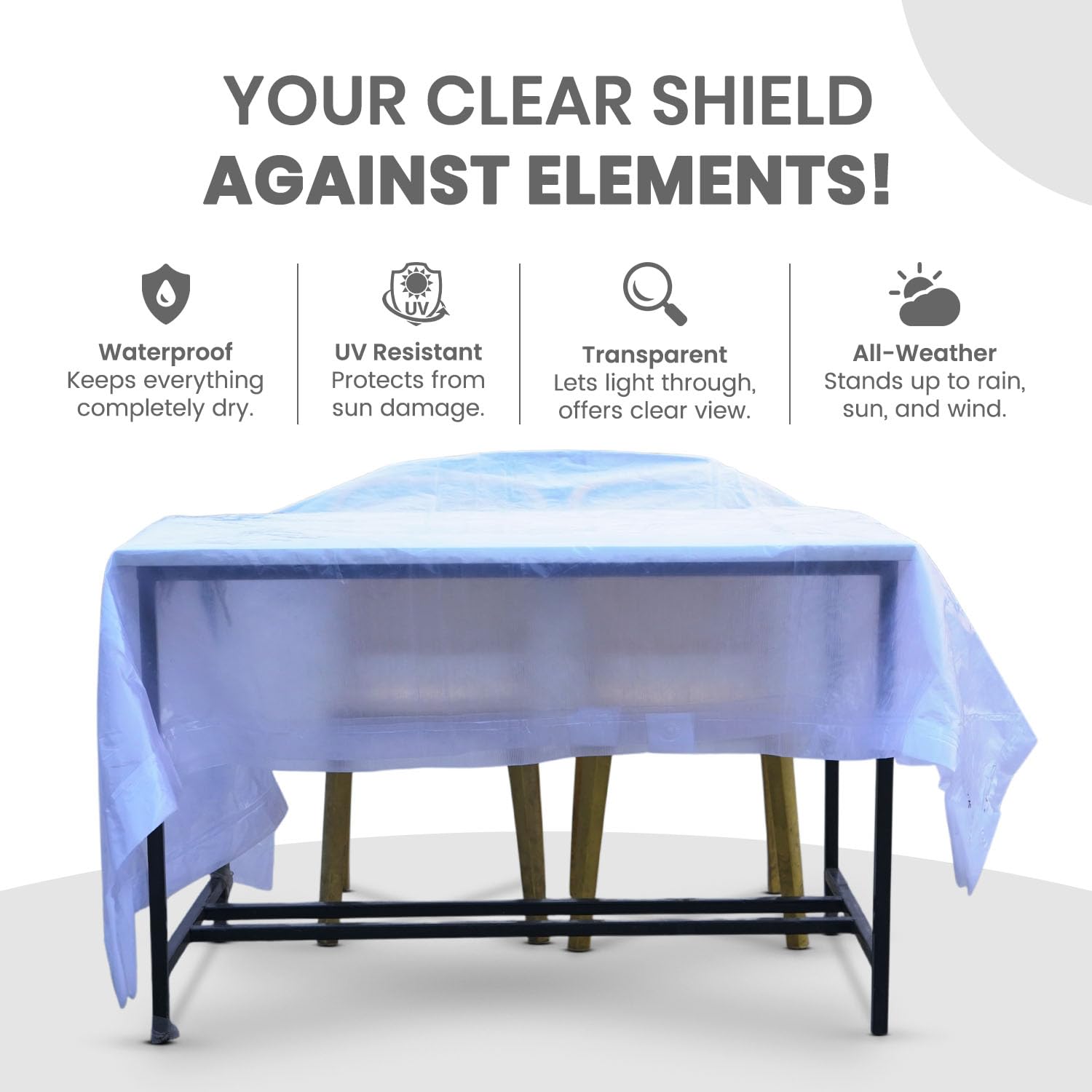 Smart Shelter 10FT x 8FT Transparent Heavy-Duty Tarpaulin (120 GSM) – 6-Layer MLCL with 3D Rib Technology, Waterproof & UV Resistant, Extra Strong & Tear Resistant, Reinforced Eyelets Multi Purpose — Amazon image 2