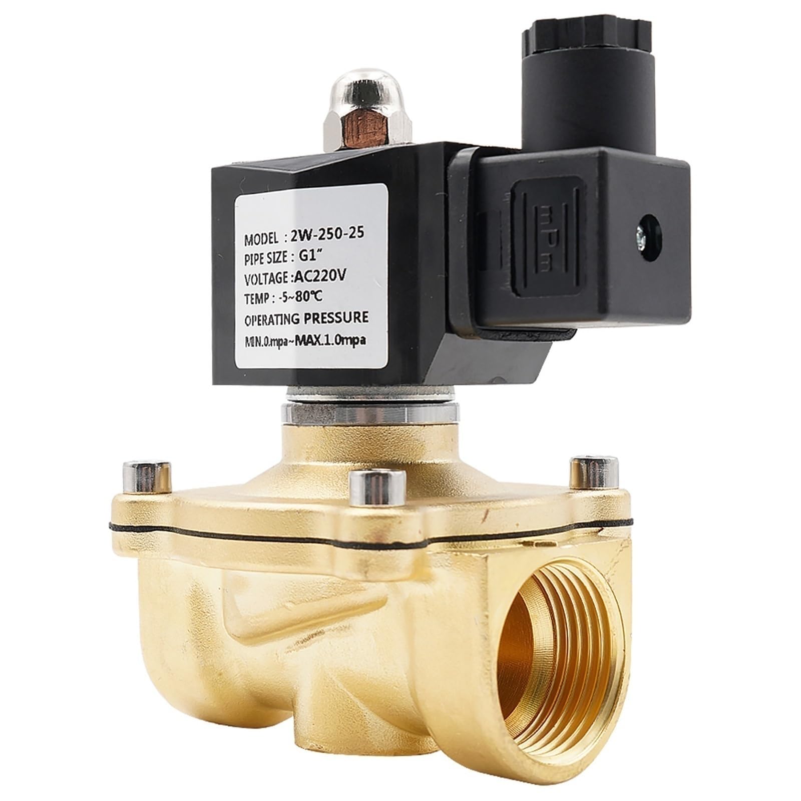 Électrovanne normalement fermée 24V vanne solénoïde eau laiton 1 pouce