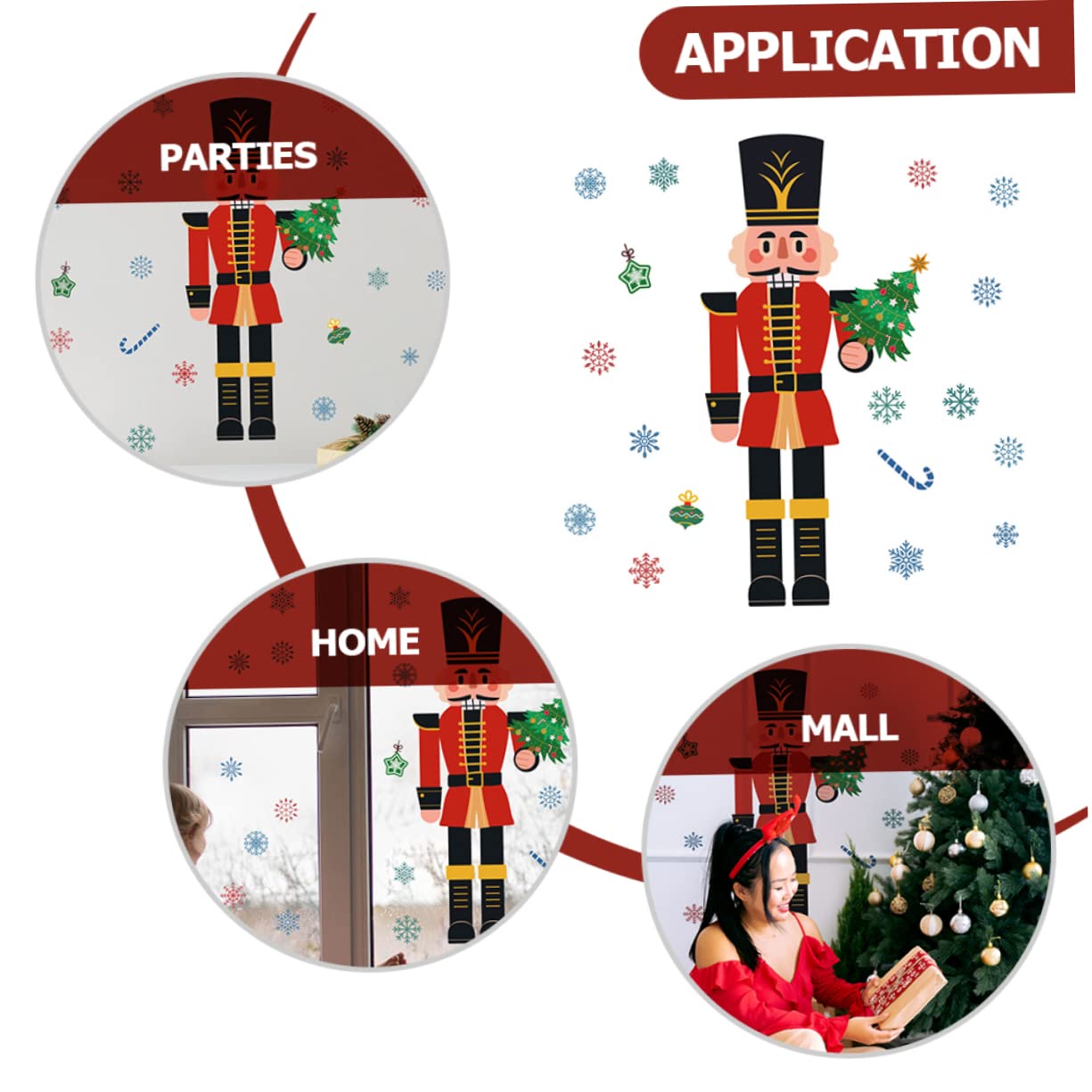 Zerodeko 5stücke Weihnachtlicher Fensteraufkleber Mit Nutcracker-design Selbstklebend Und Abnehmbar Für Dekoration Von Türen Und Wänden Für Festliche Ihrem Zuhause Oder Geschäft