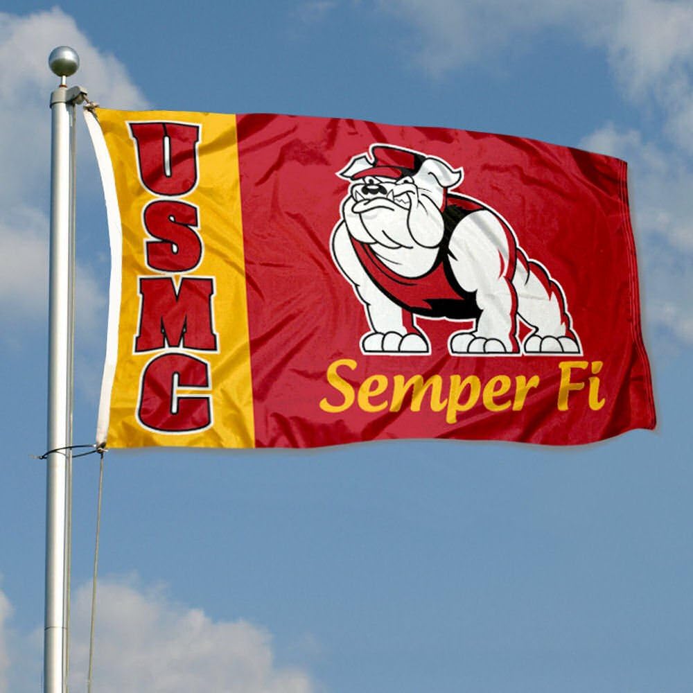 US Marines Bulldog USMC University Large College Flag