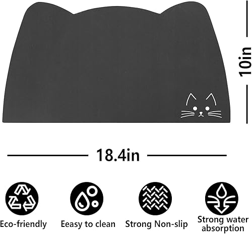 Miniatura 7 de Tapete antideslizante y absorbente, tapete para tazón de gato, de secado rápido, tapete ecológico para alimentos y agua, suministros para mascotas,