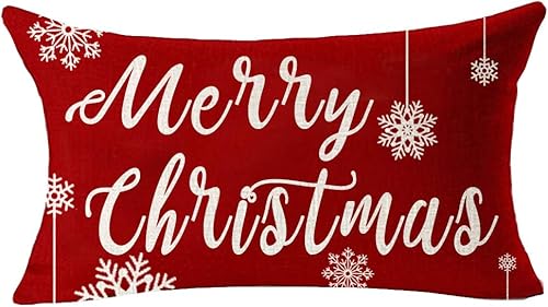 Miniatura 9 de NIDITW Juego de 2 fundas de almohada lumbares de lino y algodón con copos de nieve, pino, bosque, oso de invierno, paisajes lumbares, de algodón,