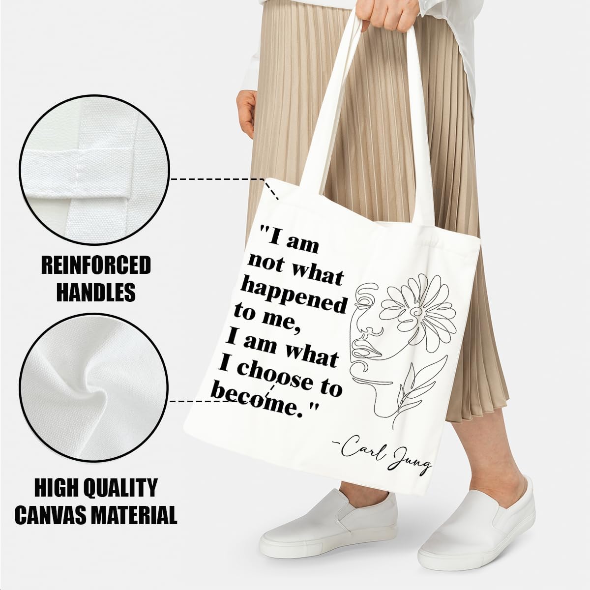Mental Health Tote Bag for Women, Psychology Gifts for Counselor Therapist Canvas Tote Bag Double-Sided Print - Image 5