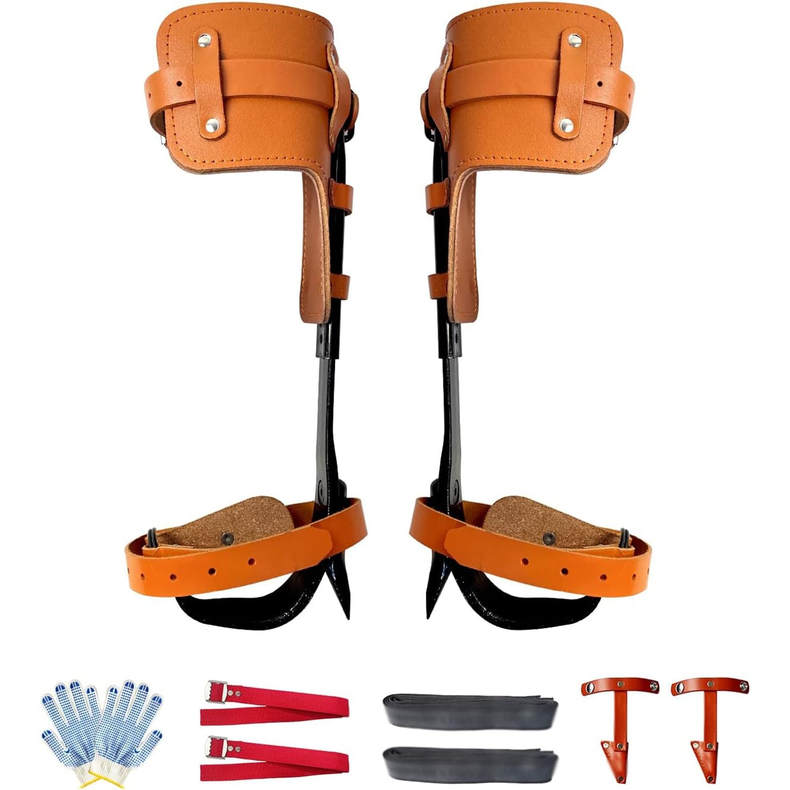 THE WHITE SHOP Tree Climbing Spikes, Upgraded Tree Spikes for Climbing with More Padding, Tree Climbing Gear Equipment with Gaff Guards for Arborist Climbing Hunting (Pair)