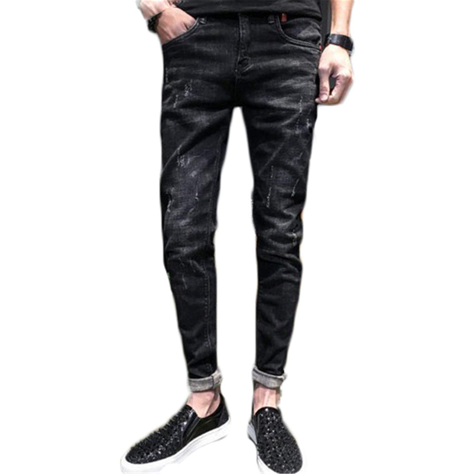 Andongnywell Mens Resistant Relaxed Fit Jean Trousers Mens Slim Fit Stretch Straight Jeans with Zipper