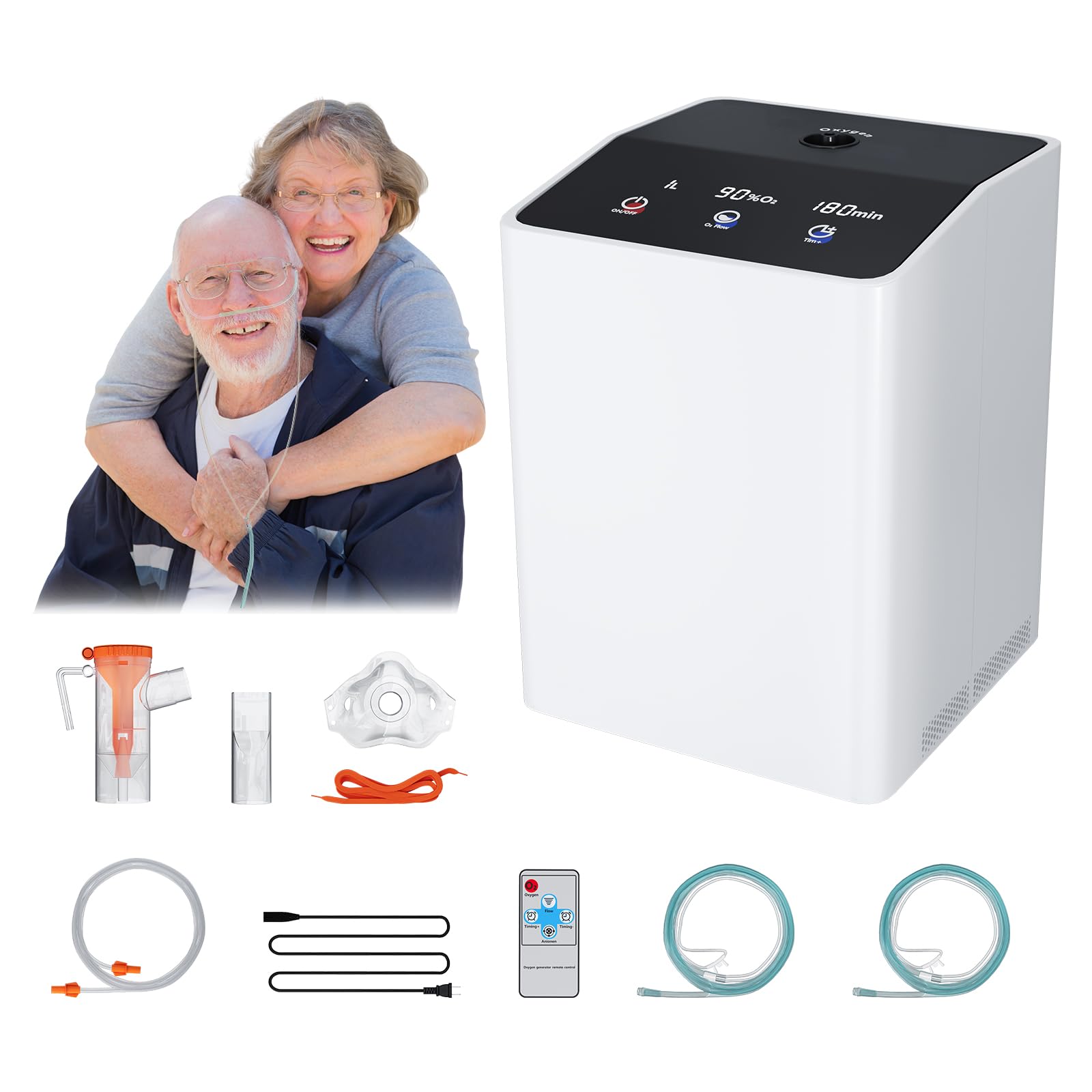 Dispositivo di ossigeno portatile, concentratore di ossigeno Xandoril per uso domestico,90%, 1-7L/min,Concentratore di ossigeno portatile
