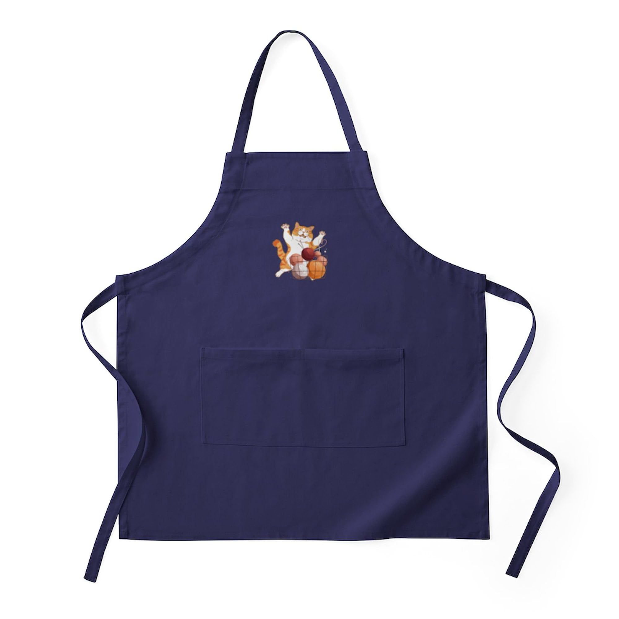 CafePress Funny Yarn Knitting Knitter Crochet Crazy Cat Kitchen Apron with Pockets, Grilling Apron, Baking Apron