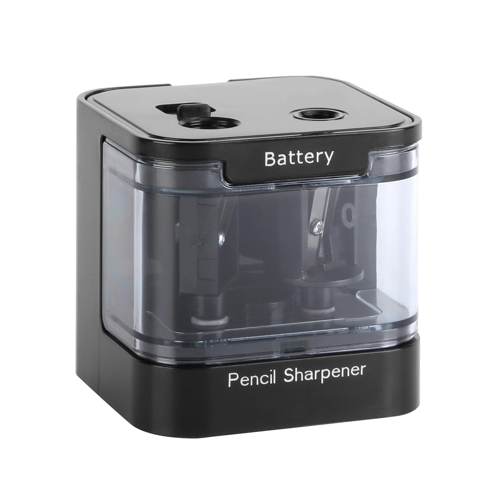 Eagle Dual Holes Battery Operated Pencil Sharpener, Dual Blades, AA Batteries,Suitable for Pencils of Size 6-8mm and 9-12mm,for School,Office and Home (Black)