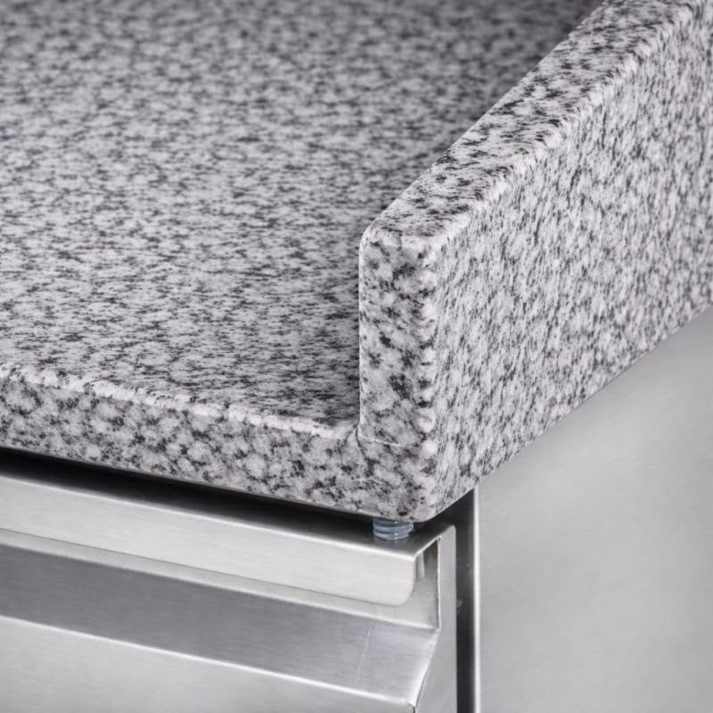 GN 1/1 R290 - Mesa de pizza refrigerada de 3 puertas de granito, 1400 mm, 368 L, con respaldo