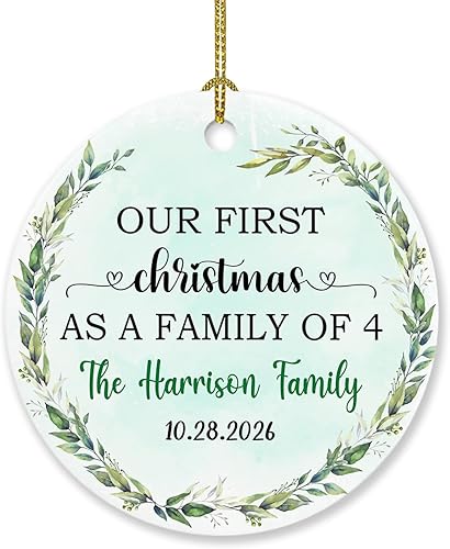 Miniatura 10 de Adorno de Navidad personalizado para la primera familia de renos, nuestra primera Navidad como familia de cuatro adornos, familia de 4 adornos