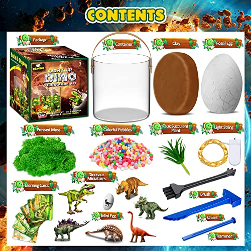 Light-Up Dinosaur Terrarium Kit For Kids And Dino Egg Dig Kit, Kids Birthday Gifts For Kids, Dinosaur Toys For Kids Ages 3-12, Kids Science Kits, Craft Kits And Creative Gifts For Kids 4 5 6 7 8 9 10 #TOP2