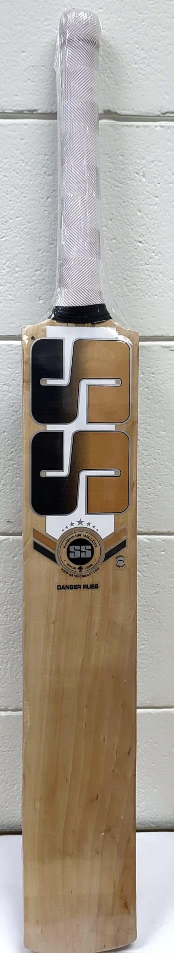 SS Sunridges Tabakh Danger Russ Players Jumbo Kashmir Willow Leather Ball Cricket Scoop Bat Adult Size - Short Handle (Cover Included)