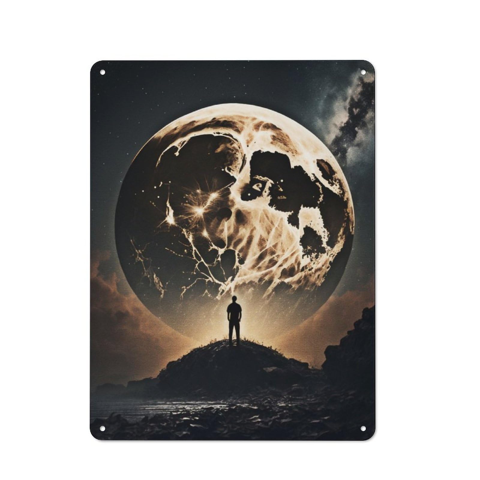 Junmoney The Great Moon Reach Vintage Tin Sign 40X30cm With For Home Bar Wall, Suited To Home Bar Decor Fans, For Retro Home Interiors