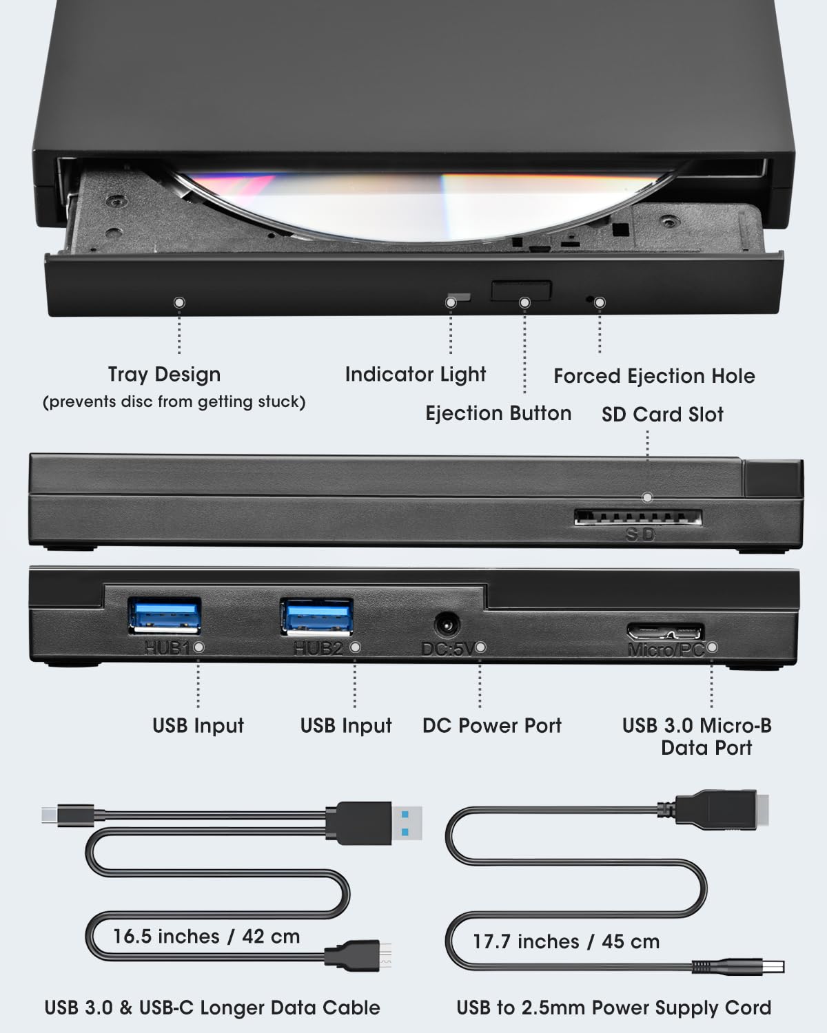 Amazon.co.jp: ROOFULL 外付けCD DVDドライブ USB 3.0 & USB-C