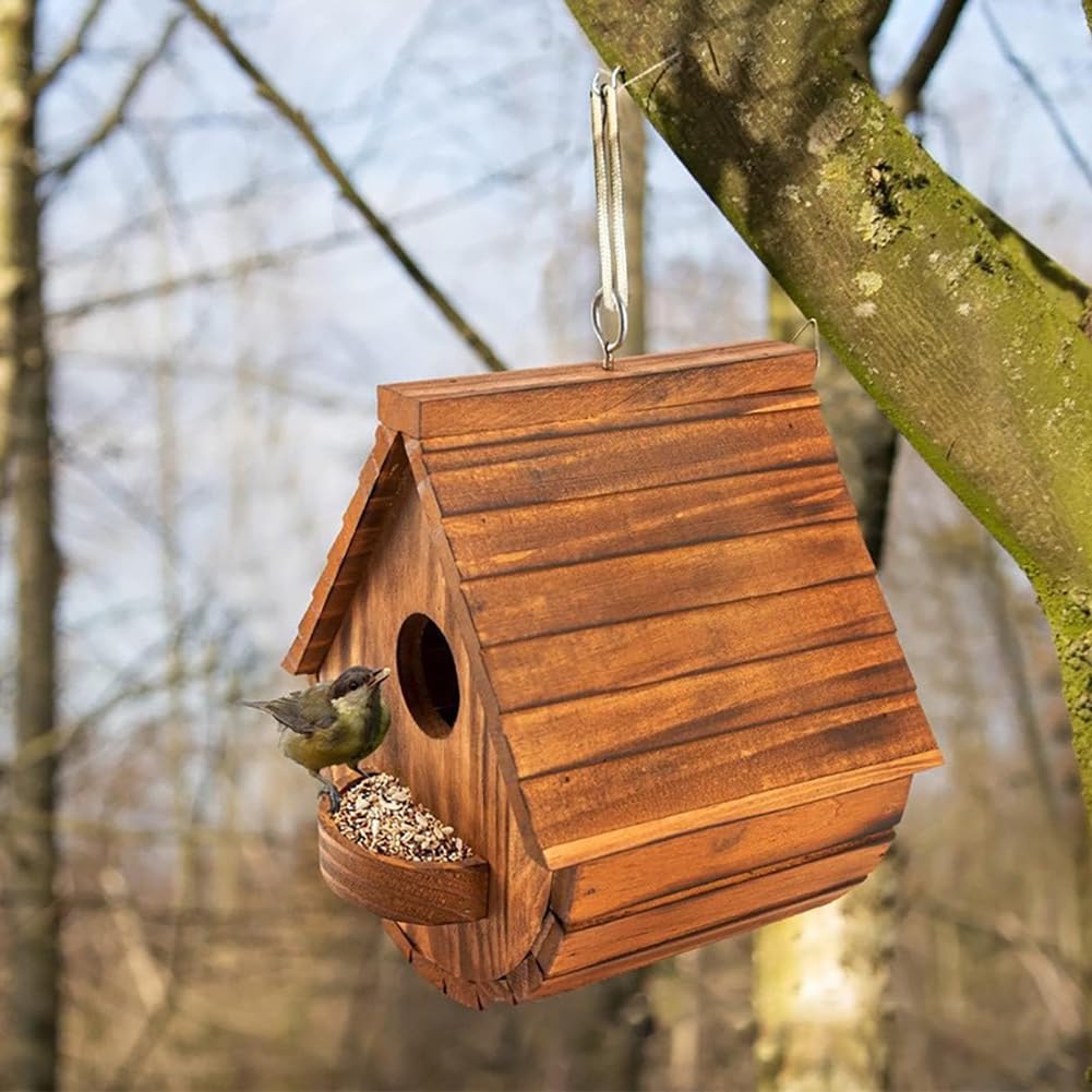 Nistkasten für Wildvögel,Aufhängen Kiefernholz Vogelhaus für Gartenvögel,Wetterfest und Langlebig Nisthaus für draußen,ideales Zuhause für Meisen, Spatzen & andere Wildvögel.