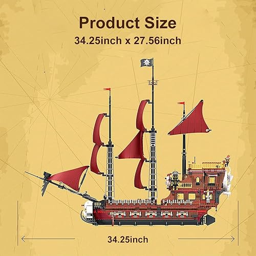 Miniatura 7 de kowkis Edificio Technik de barco pirata, kit de barco de construcción modular, modelo de juguete de acorazado Dhips kits para construir para