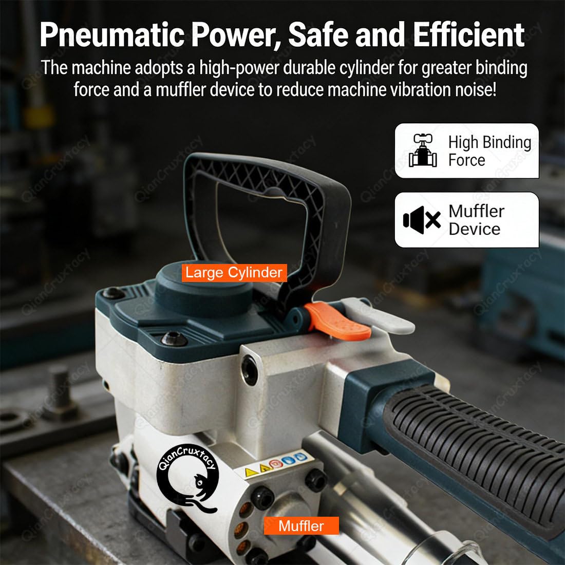 Máquina Flejadora Neumática Portátil Automática, Presión Máxima De 0.8 Mpa, Tiempo De Soldadura Ajustable De 2-5 Segundos, Ideal para Cartón, Madera Y Sectores Industriales