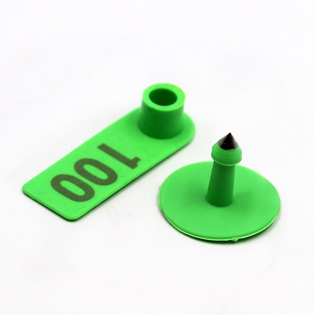 Etichette Auricolari per Pecore Etichette Auricolari per Bestiame in Plastica Verde per Capra Etichette Auricolari per Agnelli con Numero 001-100