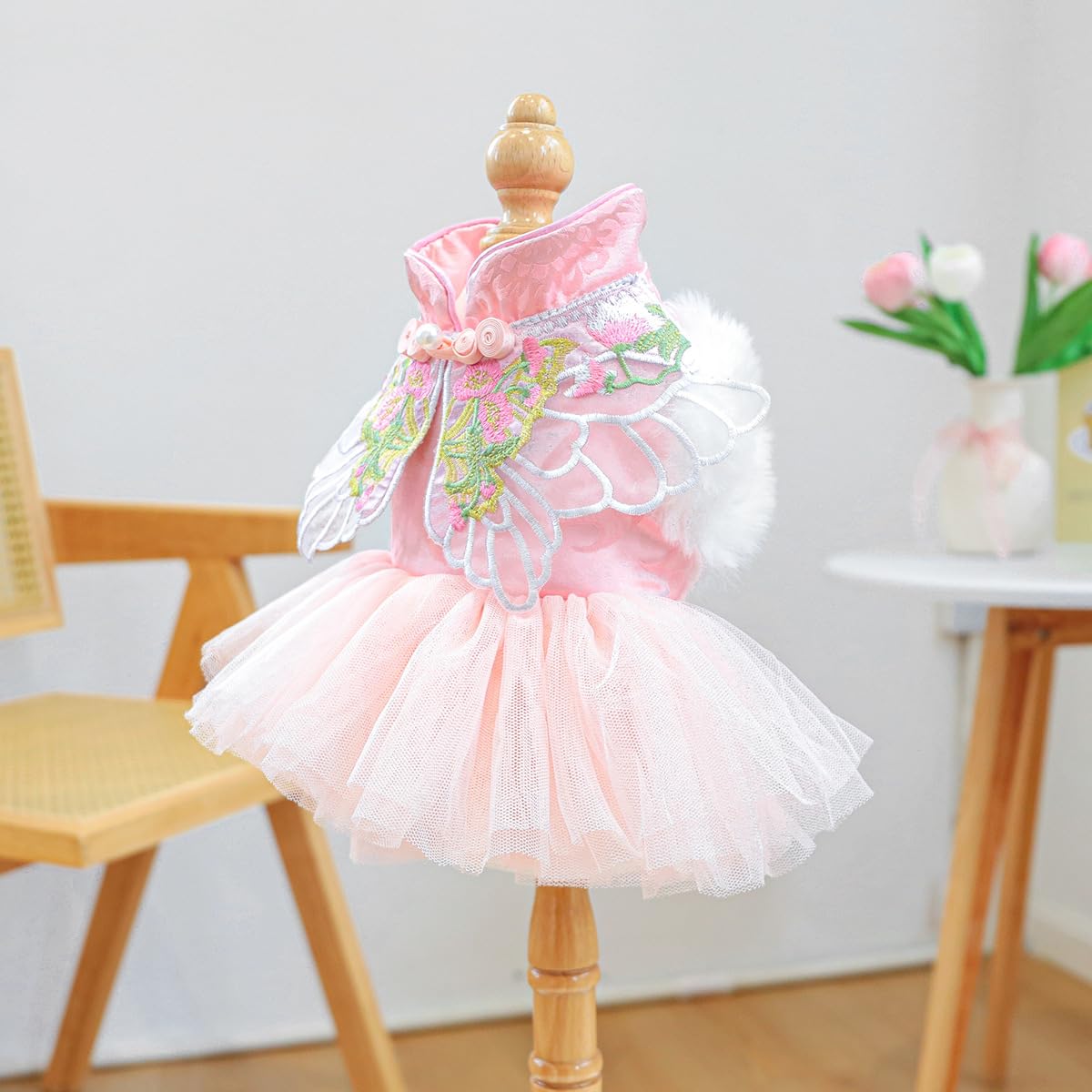 Furbabycare Fashion Sweet Puppy Dog Autumn and Winter Princess Skirt Pet Dog Lace Cake Camisole Tutu Dress C-Pink S
