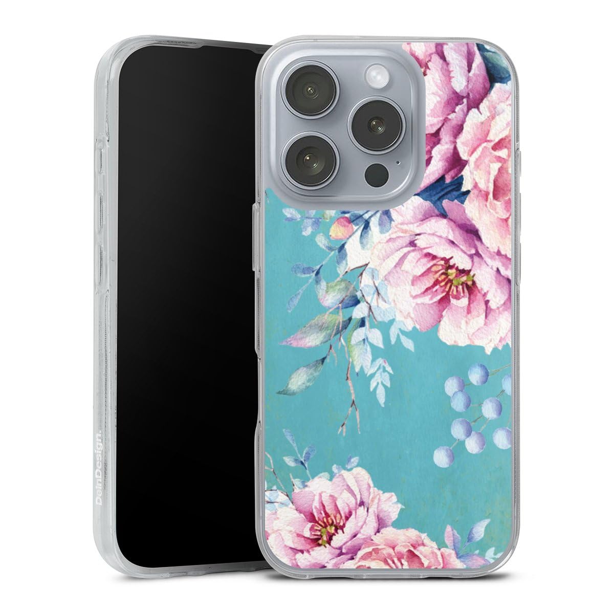 Coque silicone compatible avec Apple iPhone 16 Pro etui souple fleurs - 2