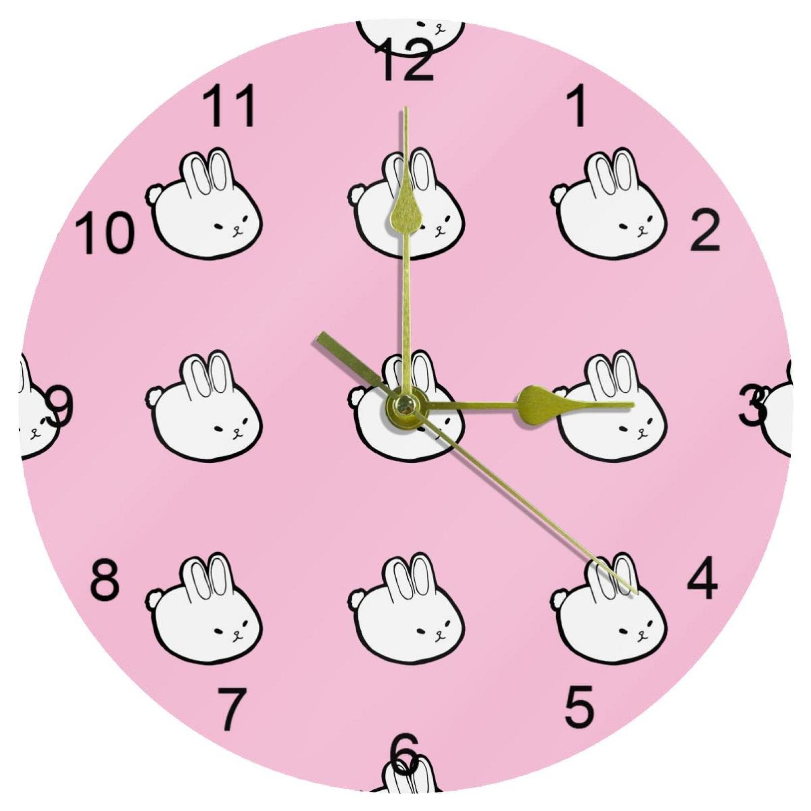 Horloge murale pour cuisine et salon au design de lapins mignons