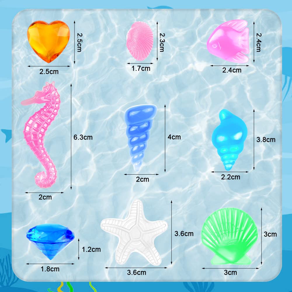 Pierres Précieuses Acrylique 64 Pour Chasse Au Trésor Piscine | Gemmes Colorées Jeu Plongée Enfant Piscine Enfant