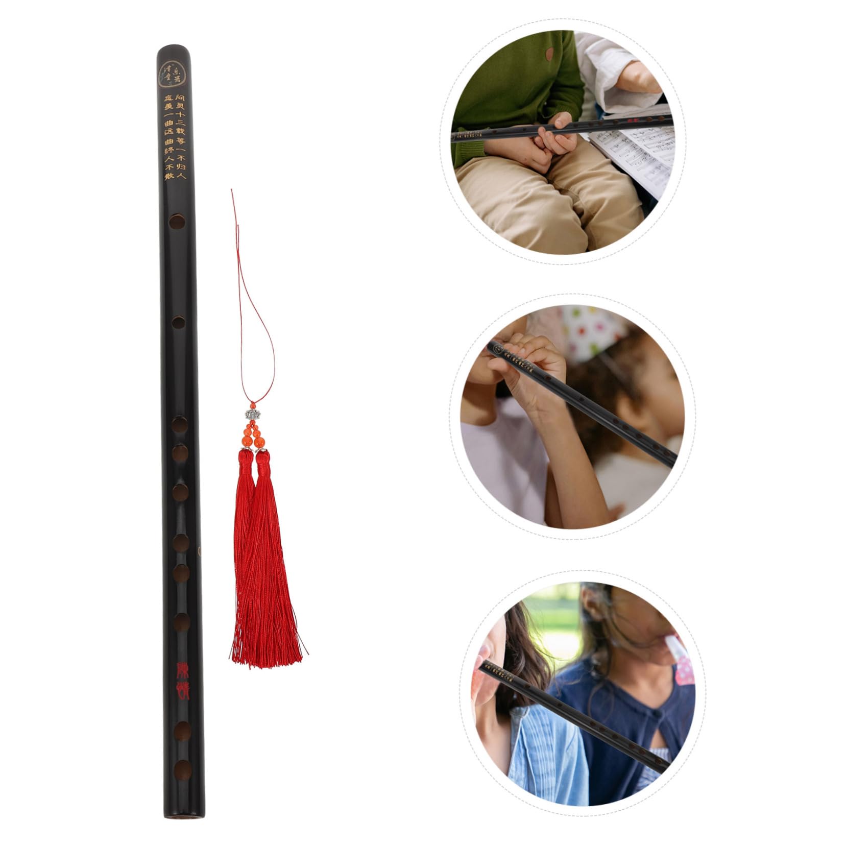 ibasenice Flauta De 3 Agujeros Con Sonido Para Niños Niñas Y Adultos Instrumento Musical Tradicional Chino Ligero Y Portátil Con Borlas Decorativas.