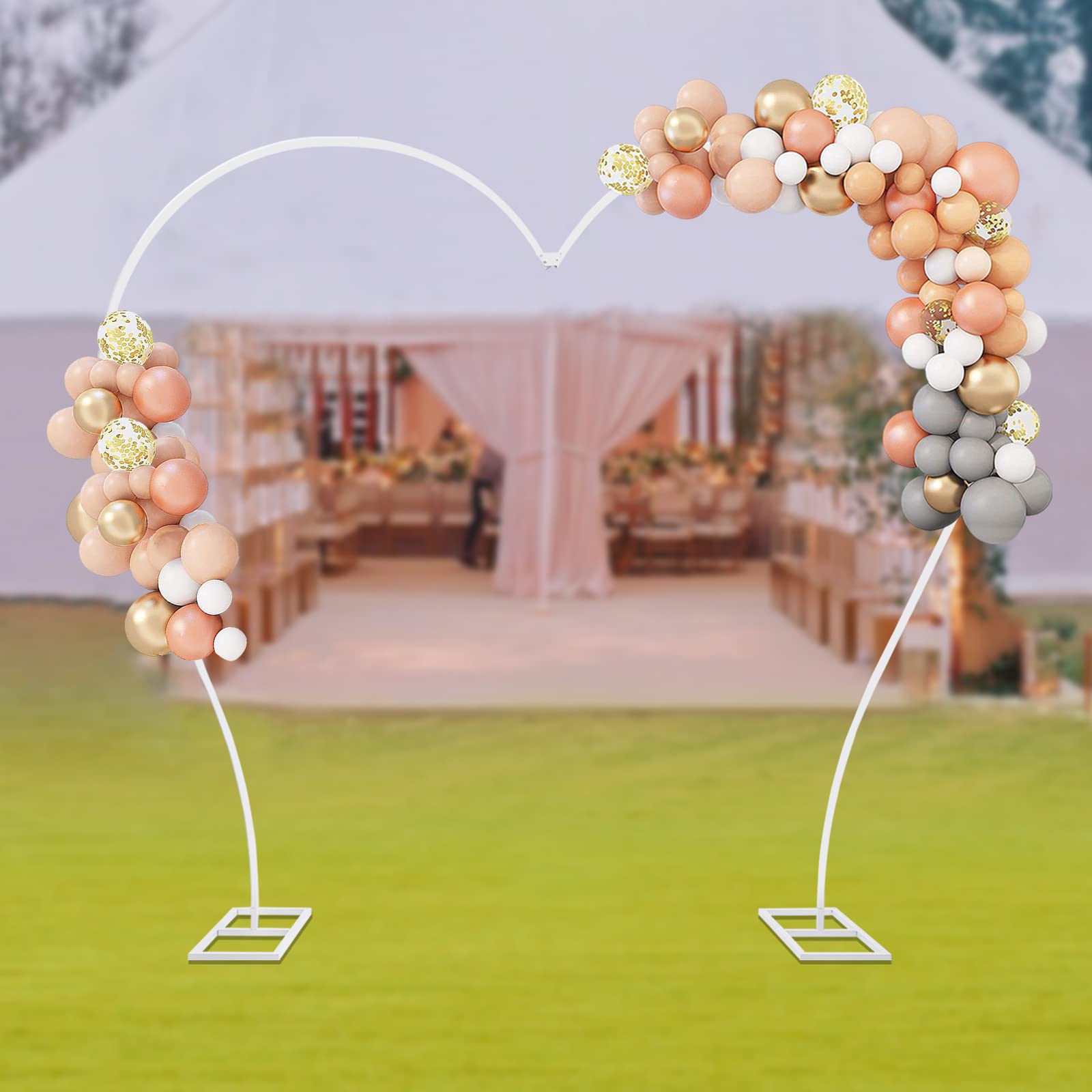Großer Ballon Bogen Liebende Herz Ballonbogen Girlanden Halter Hochzeitsbogen Garten Pflanzen Rahmen Hintergrund Stand für Hochzeit Geburtstag Party Events Dekoration (Weiß)