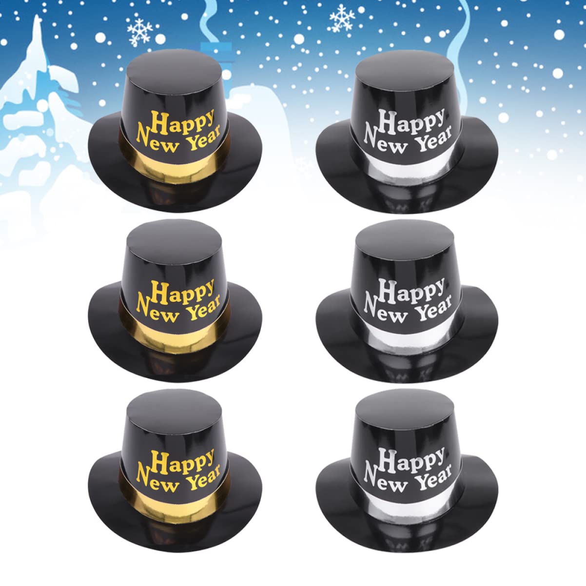 KOMBIUDA 2 Sets Silvester-zylinderhut Aus Papier Partygeschenke Stilvoller Kopfschmuck Für Silvesterfeiern Partyhüte 6 Stück X 2