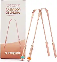 YOGATERIA Kit limpador Raspador de língua Cobre Ayurvédico 100% Puro | Elimina o Mau Hálito Toxinas e Resíduos | Fácil de limpar | Antibacteriano Higiênico e Durável (2 Unds)