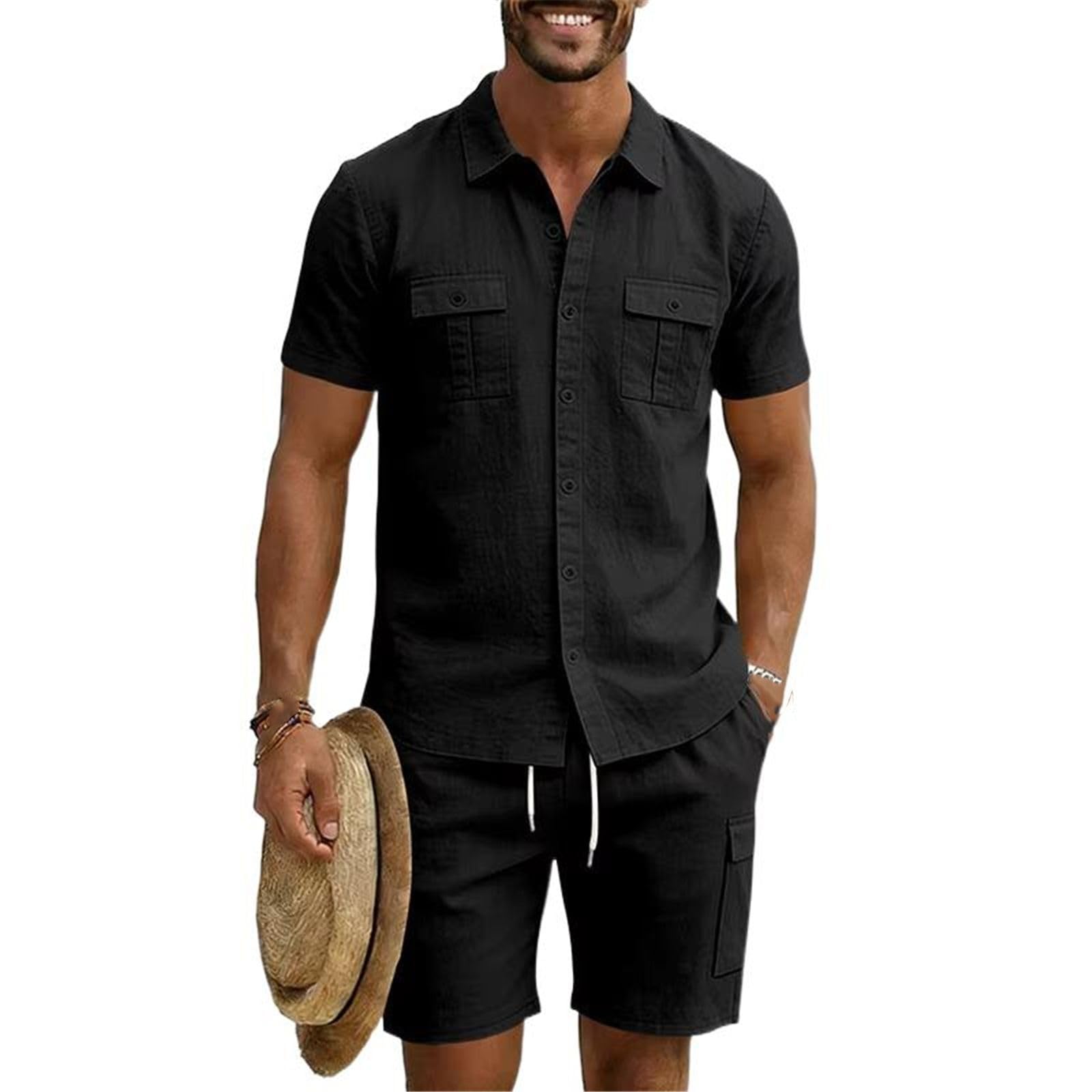 Set da uomo tuta sportiva casual, maglietta traspirante e pantaloncini estate