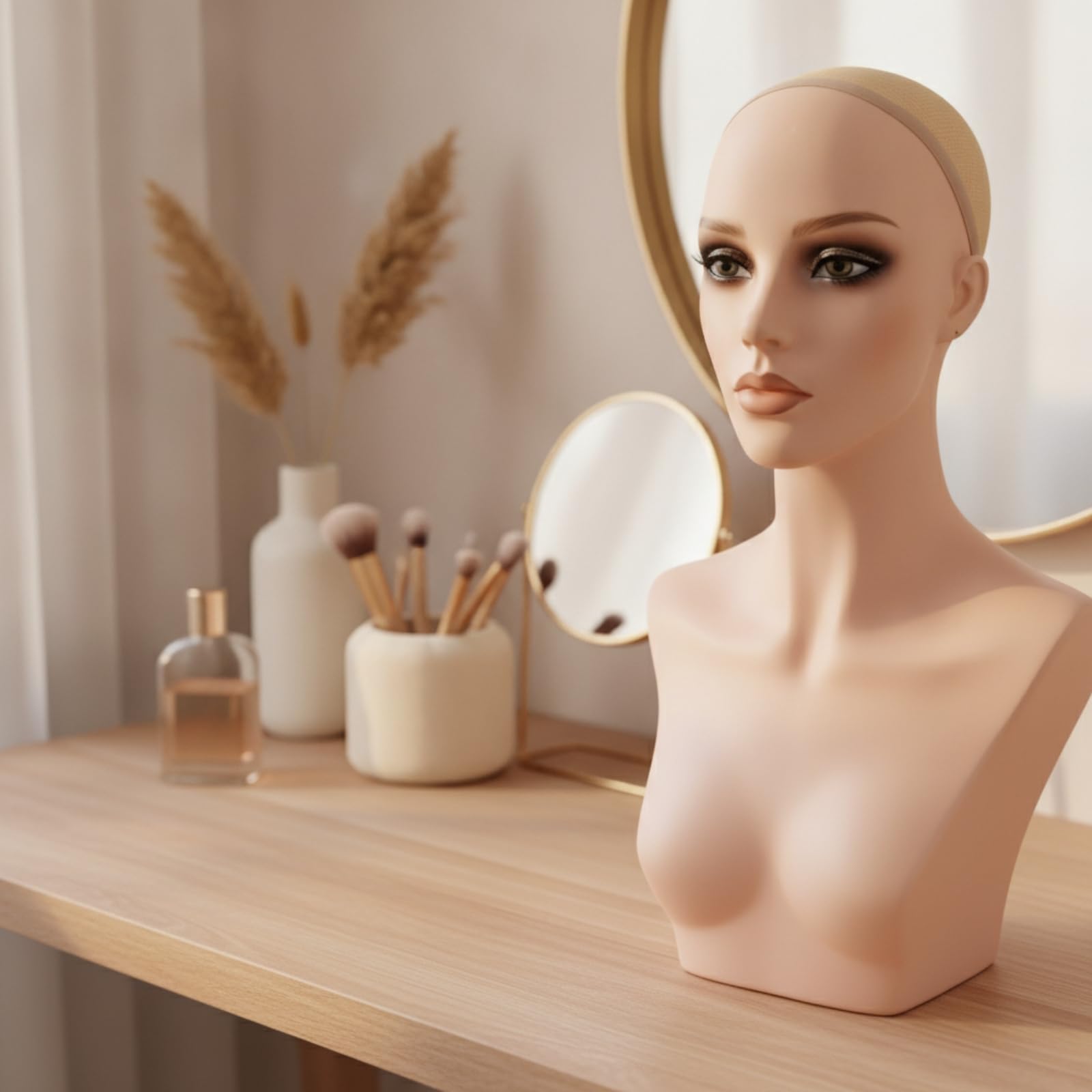 Mannequin Lebensechtes Gesicht, Perückenkopf mit Büste, Hautfarben, Mannequin-Kopf, für Schaufenster, Fotostudio, Friseursalon