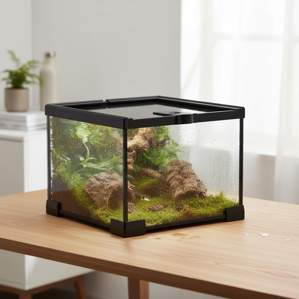 Terrario Vidrio Reptiles Apilable, 50 * 30 * 15cm | Plástico - campo ° - montaje fácil - resistente - ahorro espacio - cría - exhibición - - para iguanas