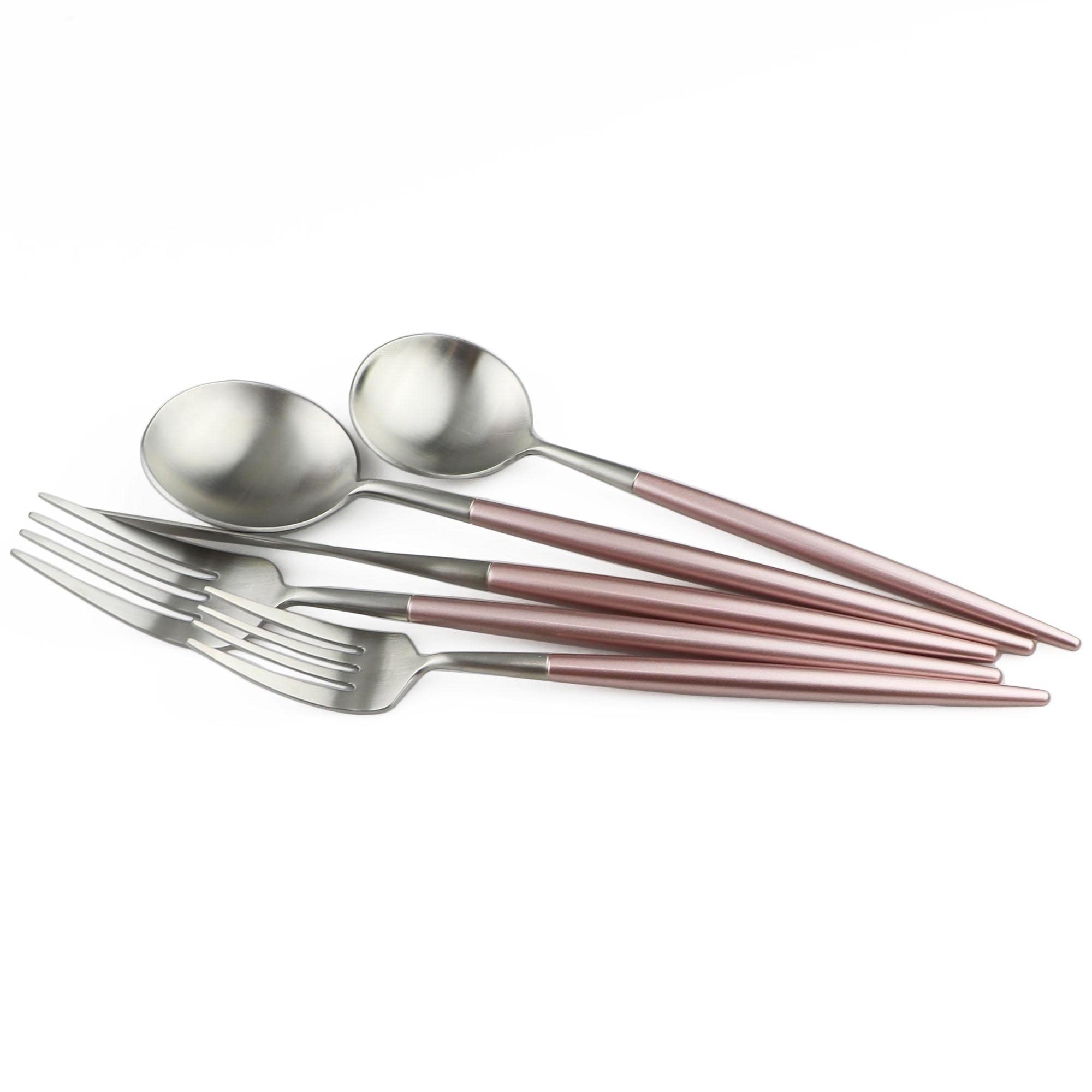 Set di coltelli e posate, Set di posate in argento, da 24 pezzi(Skyblue Gold)