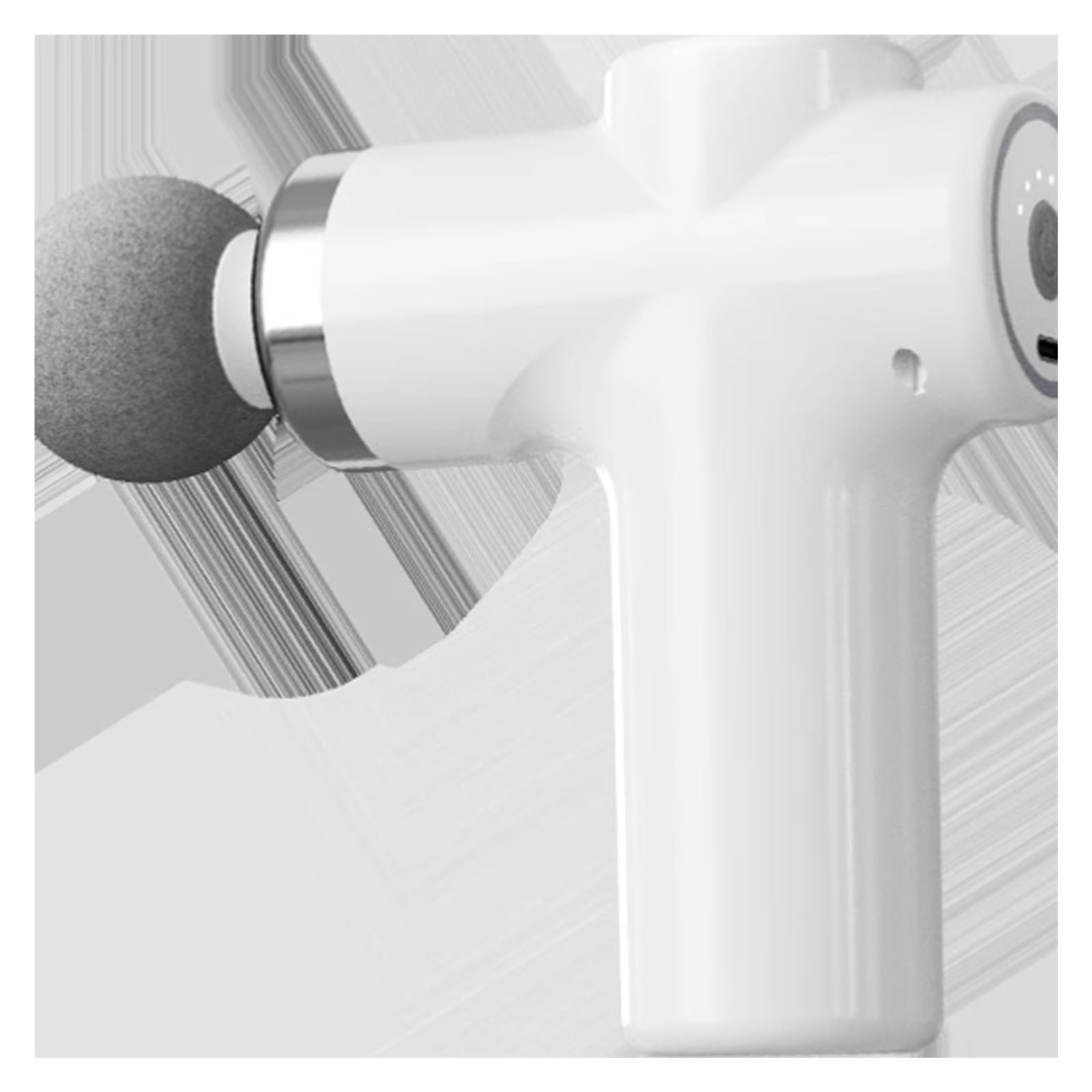 Portátil Pistola de masaje de plástico con 6 velocidades y 4 cabezales de masaje. Masajeador de percusión corporal completo. Masajeador de tejido profundo recargable. poderoso(Weiß)