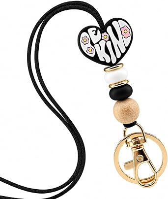 Be Kind Cute Teacher Lanyard for ID Badge Holder and Keychain, Beaded Lanyards for Women Cool Lanyards for Keys