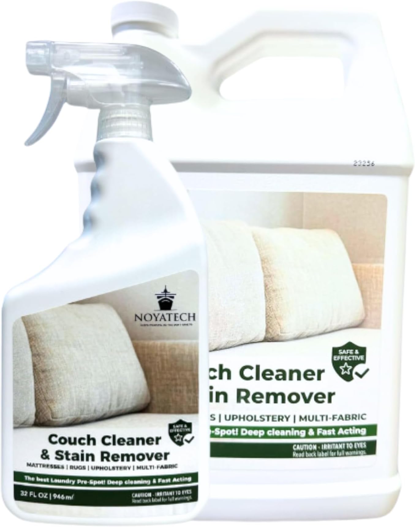 NOYATECH Couch Cleaner and Stain Remover Spray – Professional Strength, Multi-Surface Fabric and Upholstery Cleaner – Pet-Safe, Non-Toxic, Quick-Drying for Couches, Sofas & Car Interiors