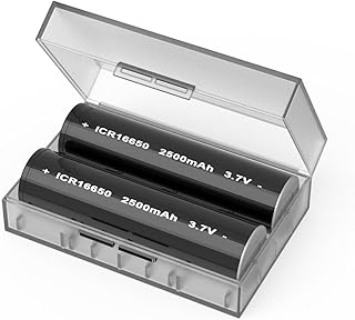 SHENMZ 16650 Rechargeable Battery, [Upgraded] 16650 Battery 2500mAh 3.7V High Capacity Button Top Rechargeable Battery for Flashlights Torches (2 Pack)