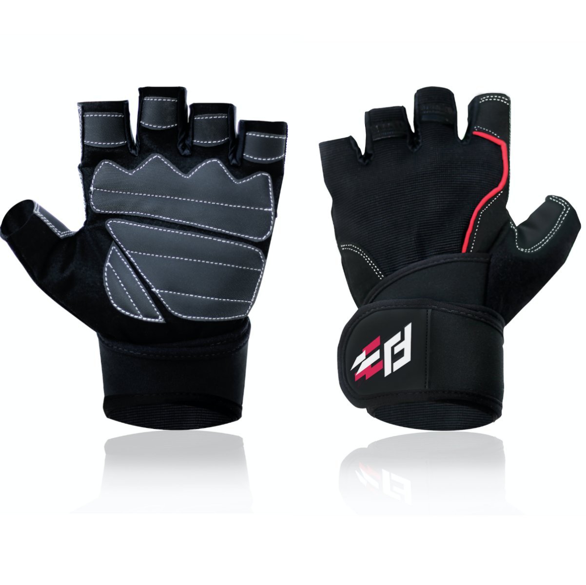 FIT JAB Weight Lifting Gym Gloves with Wrist Wraps with Anti-Slip Corrugated Technology for Powerlifting, Weight Training, Crossfit,Premium Quality for Men & Women-1 Year Warranty (guantes para Gym)