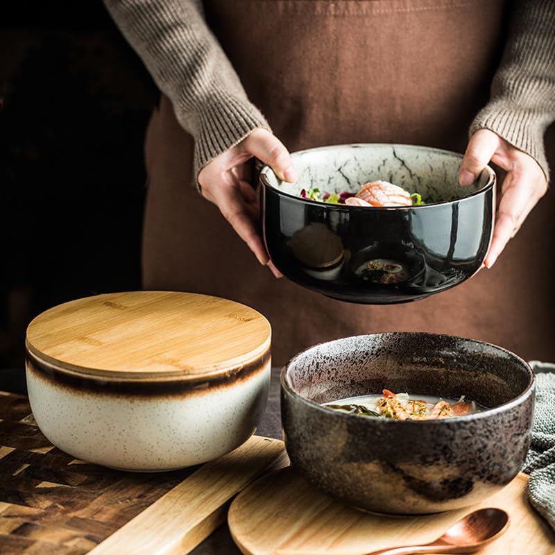 Ceramiczna zastawa stołowa Kreatywna japońska miska na makaron błyskawiczny gospodarstwa domowego duża ceramiczna miska na zupę z makaronem miska Congee miska do ramenu miska zastawa stołowa (Color :