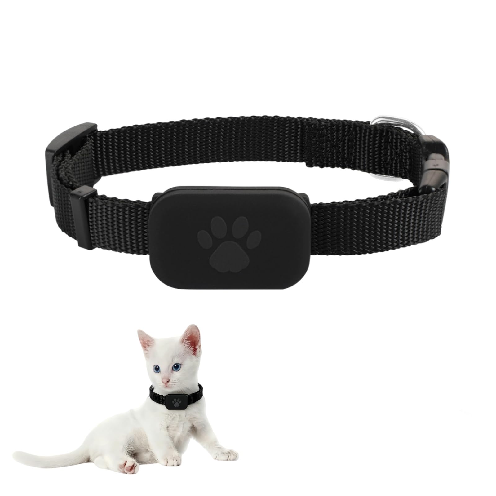 GPS Tracker for Pets,Cat Tracker with No Monthly Fees,GPS Dog Tracker Collar Adjustable & Breakaway,Compatible Pet Tracker Devices for Cats & Dogs,For Apple Find Function,iOS Only（BLACK）